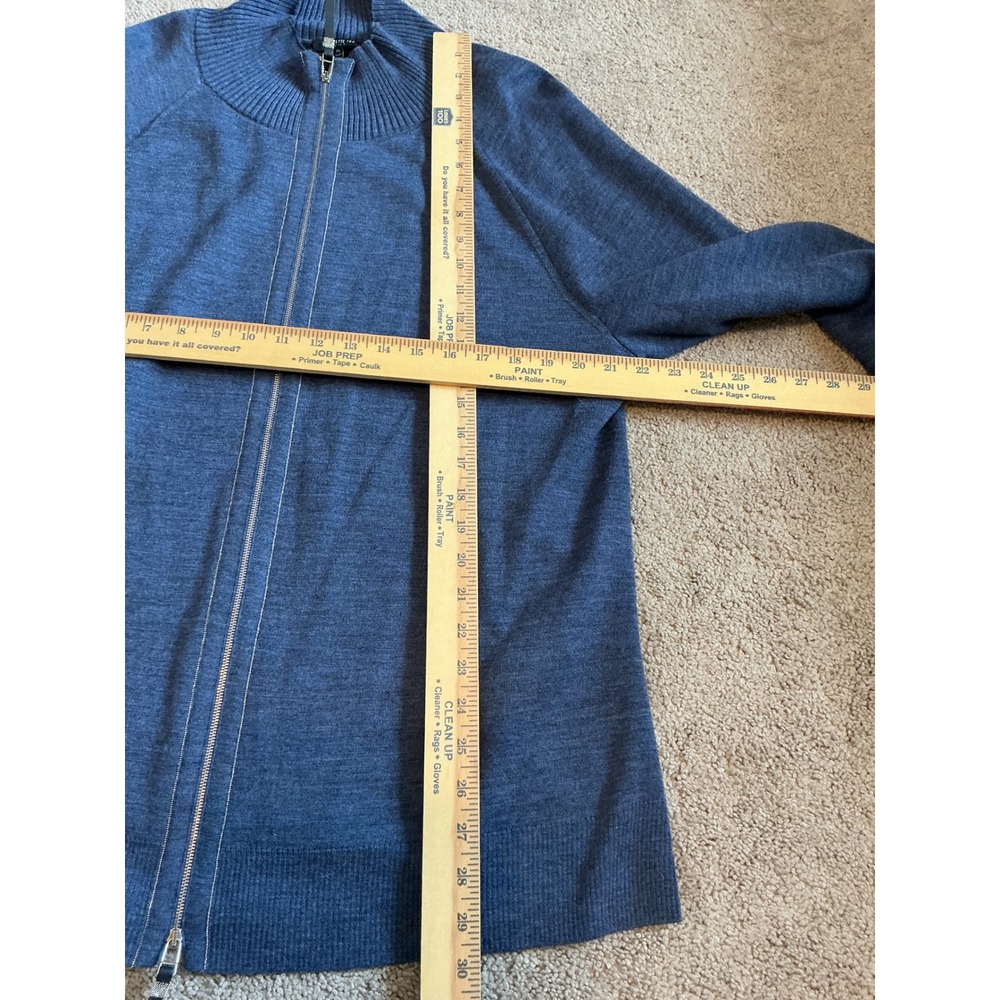 Lafayette 148 New York Blue Wool Blend Zip Cardigan Sweater XL Raglan Sleeve - Picture 7 of 7